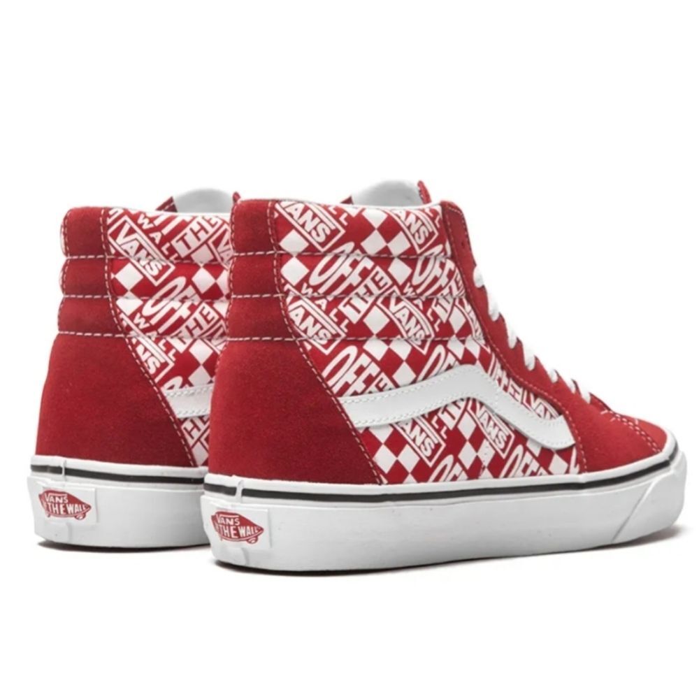 Vans Kids Sk8-Hi Off The Wall Skate Shoes Sneakers Red White Suede Canvas, 3